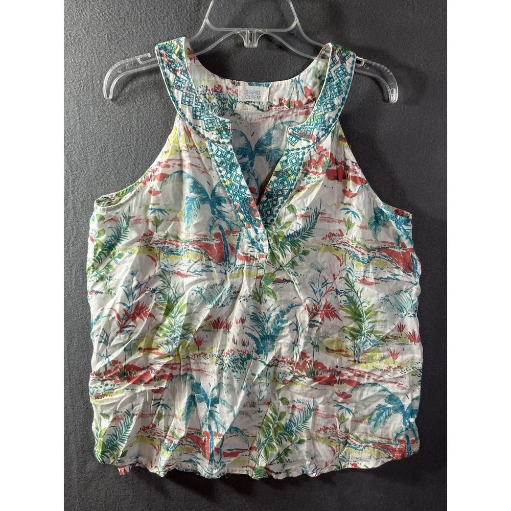 Woman's 100% Cotton Lightweight Tank Top Resort Wear Tropical Cruise ? Small ?
